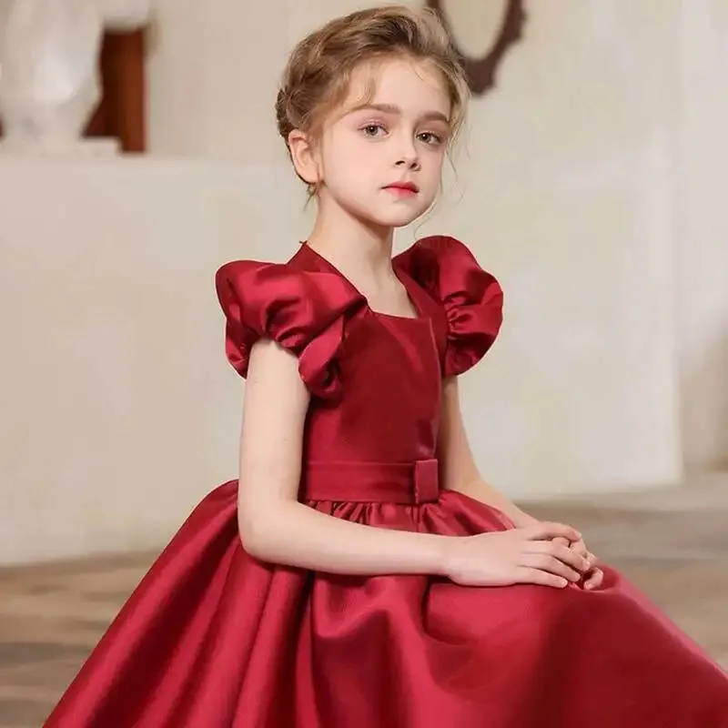 Новое детское атласное платье принцессы с объемными рукавами для девочек, высококачественная новинка и экзотическая одежда для танцев специального назначения