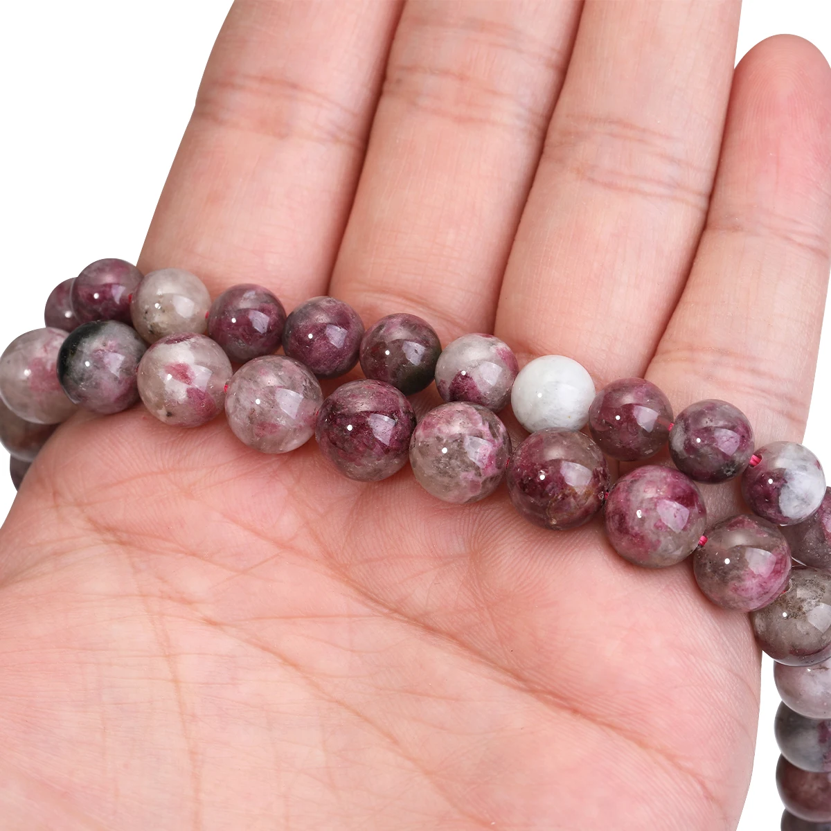 8/10mm A+ Natural Stone Plum Tourmaline Genuine Round Loose Spacer Gemstone Beads For Jewelry Making DIY Bracelet Accessory view 4
