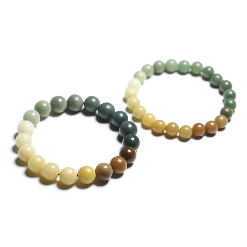 Wholesale bodhi root hand string pastoral weathering gradual color rainbow single circle multi treasure bracelet men women gifts