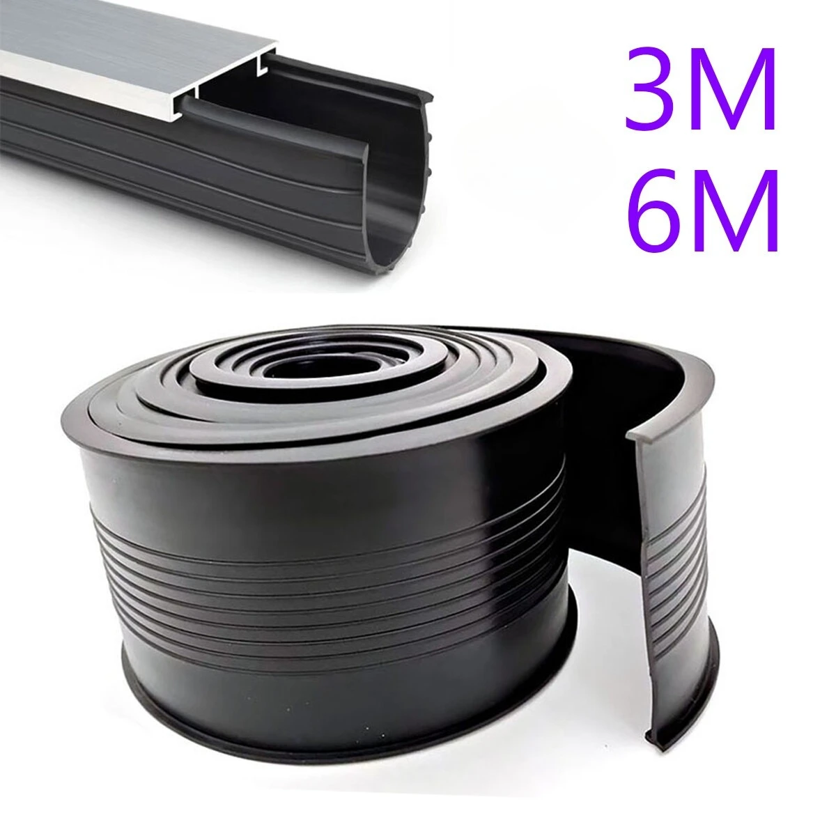Garage Door Bottom Rubber Weather Seal, Universal For Roller & Sectional Doors, 3M/6M
