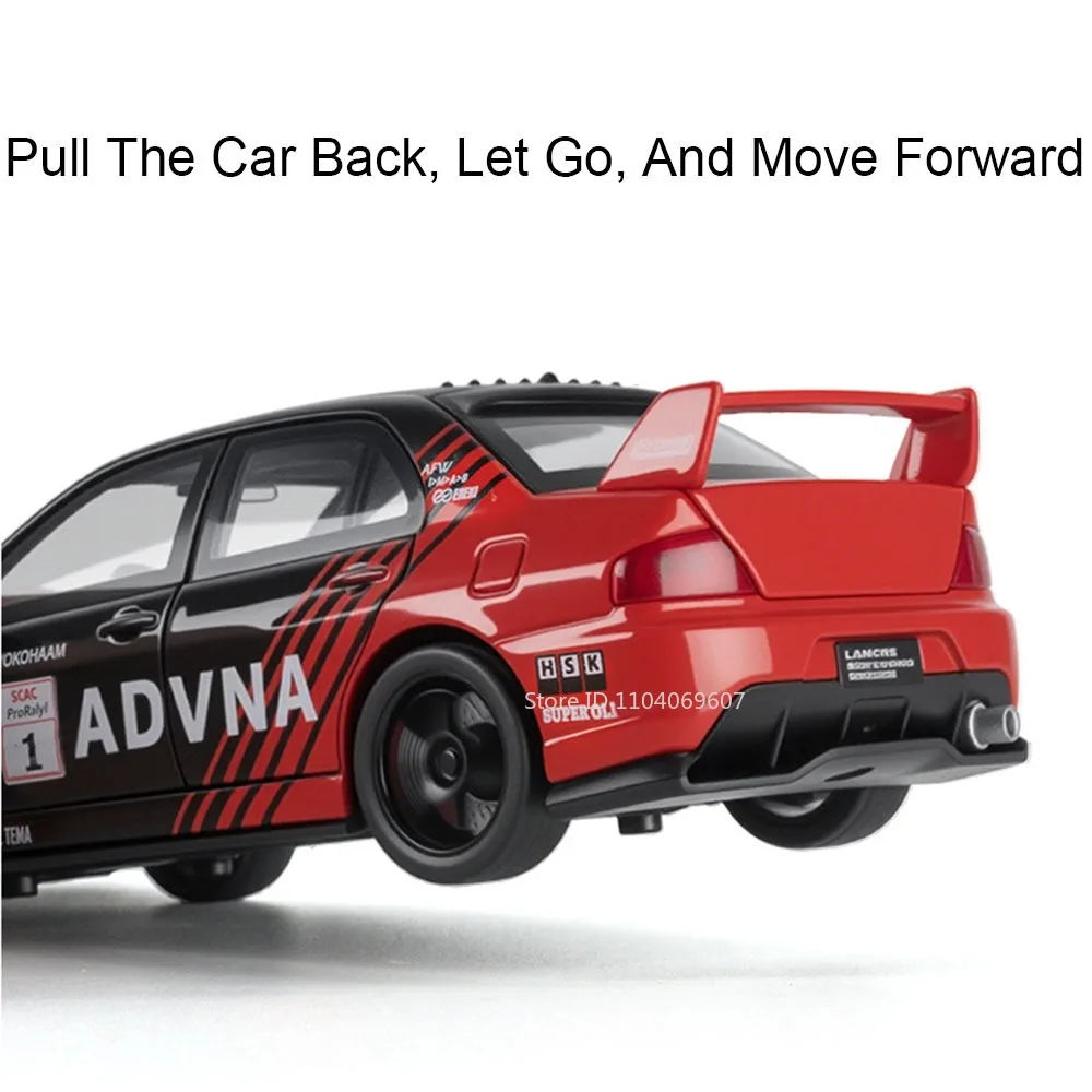 1:32 Mitsubishi EVO GTR34 Supercar Model Toys Alloy Diecast Sound Light Pull Back Doors Opened Miniature Sports Cars Kids Gifts