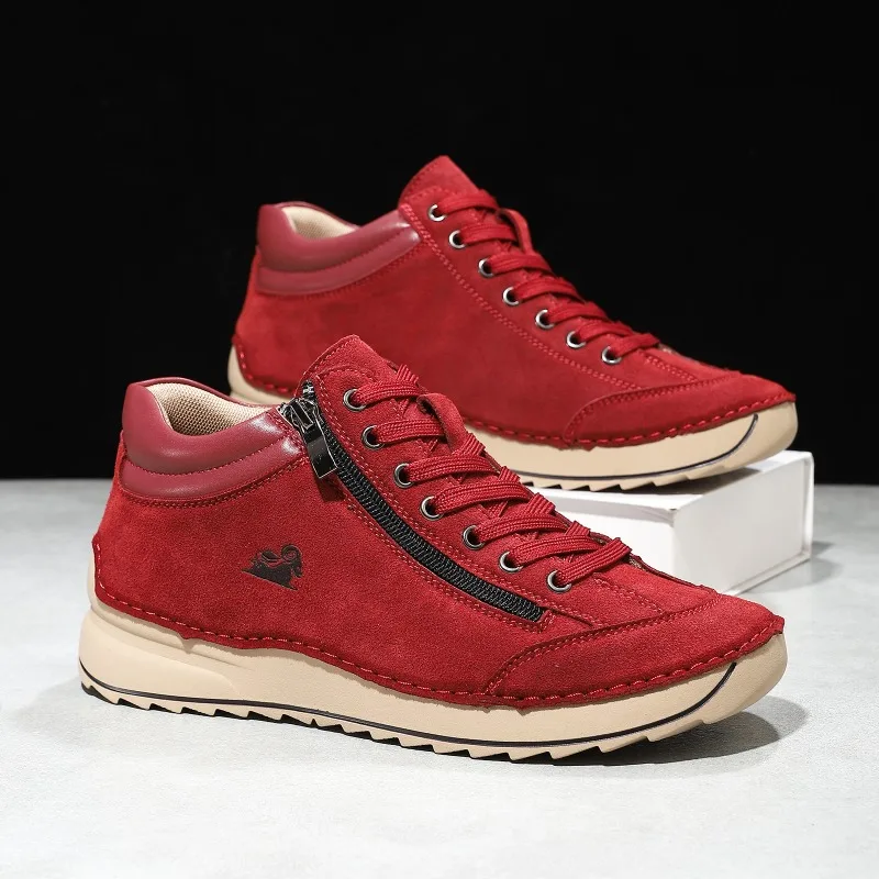 Couple Shoes Quality Suede Leather Casual Shoe Fashion Handmade Stitched Casual Shoes Wedge Heel Couple Sneakers Large Size36-48