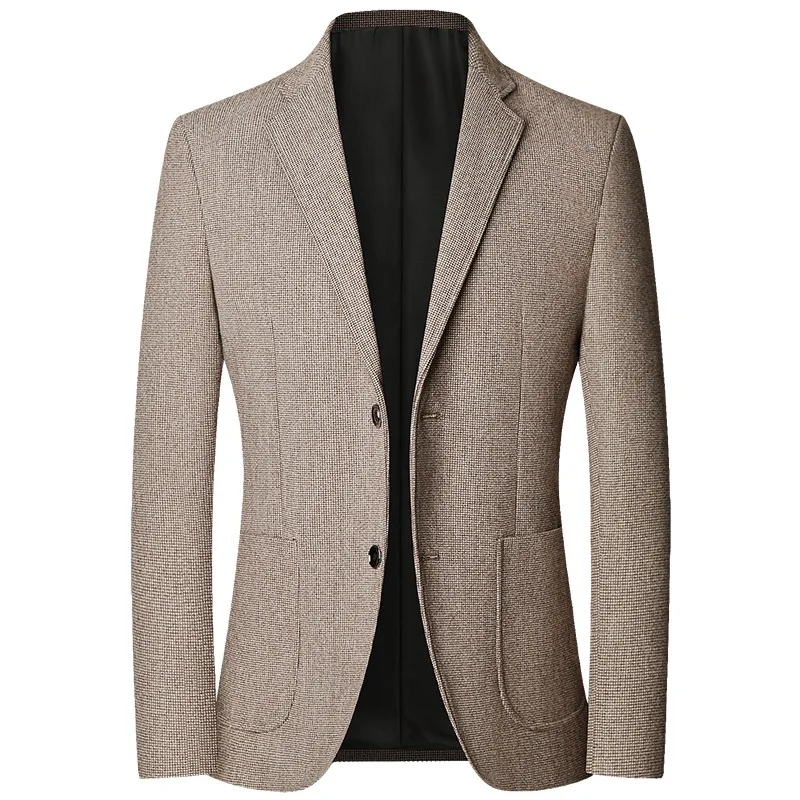 

Spring Autumn Men Blazer Solid Color Turn Down Collar Male Outerwear Single-breasted Business Versatile Breathable Man Suit Coat