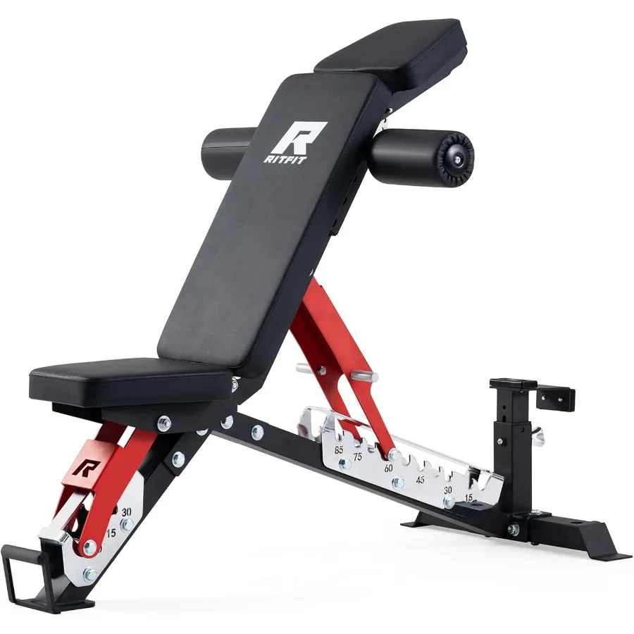 

Трехсекционная регулируемая скамья для тренировок с нагрузкой до 1600 фунтов, для домашнего спортзала, с утолщенной обивкой, 21 уровень наклона и угла наклона вниз/вверх