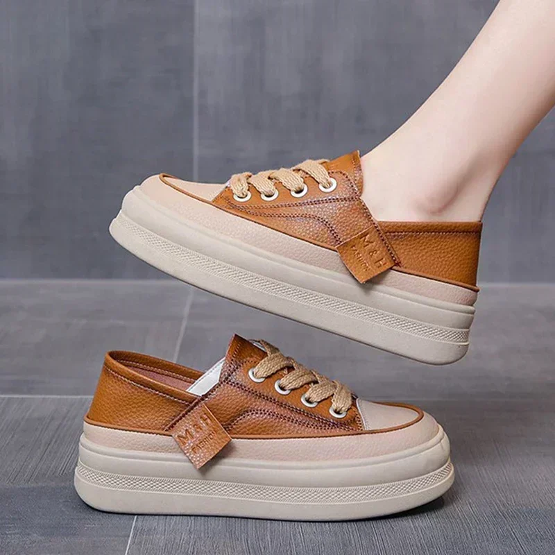 2024 New Fashion Thick-soled Pu Shoes Heightening and Slimming Casual Loafers Women's Casual Sneakers  Women Work Shoes