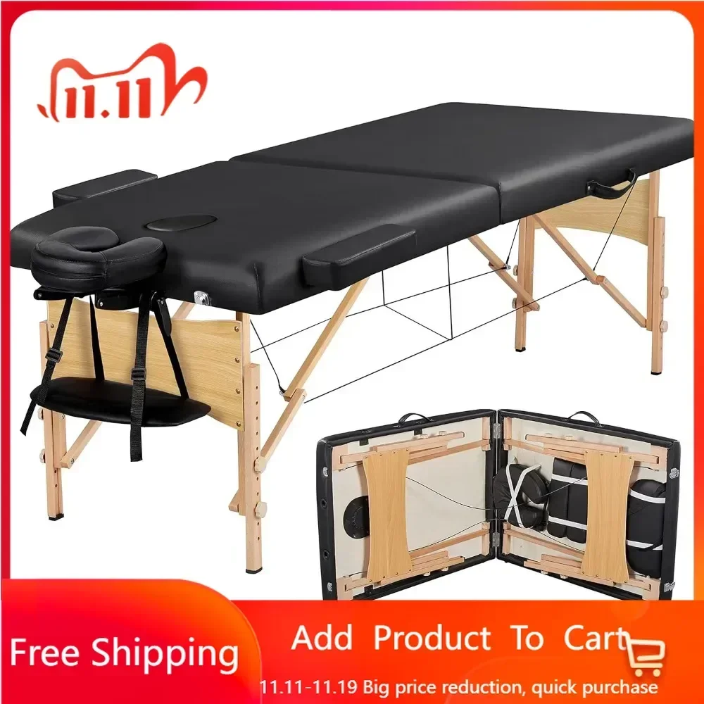 Massage Table Portable Lash Bed Spa Bed Massage Bed Foldable Spa Tables Adjustable 2 Fold with Non-Woven Bag