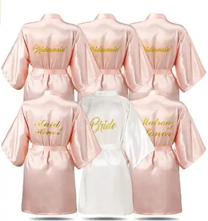 new Rose Gold bathrobe bride satin robe women getting married bride hen party sisters sqaud mother wedding bridesmaid robes