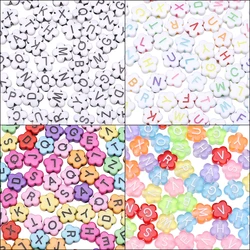 10mm 100Pcs Acrylic Washed Solid Color Beads Plum Blossom Letters Unique Scattered Beads Handmade DIY Jewelry Bracelet Accessori