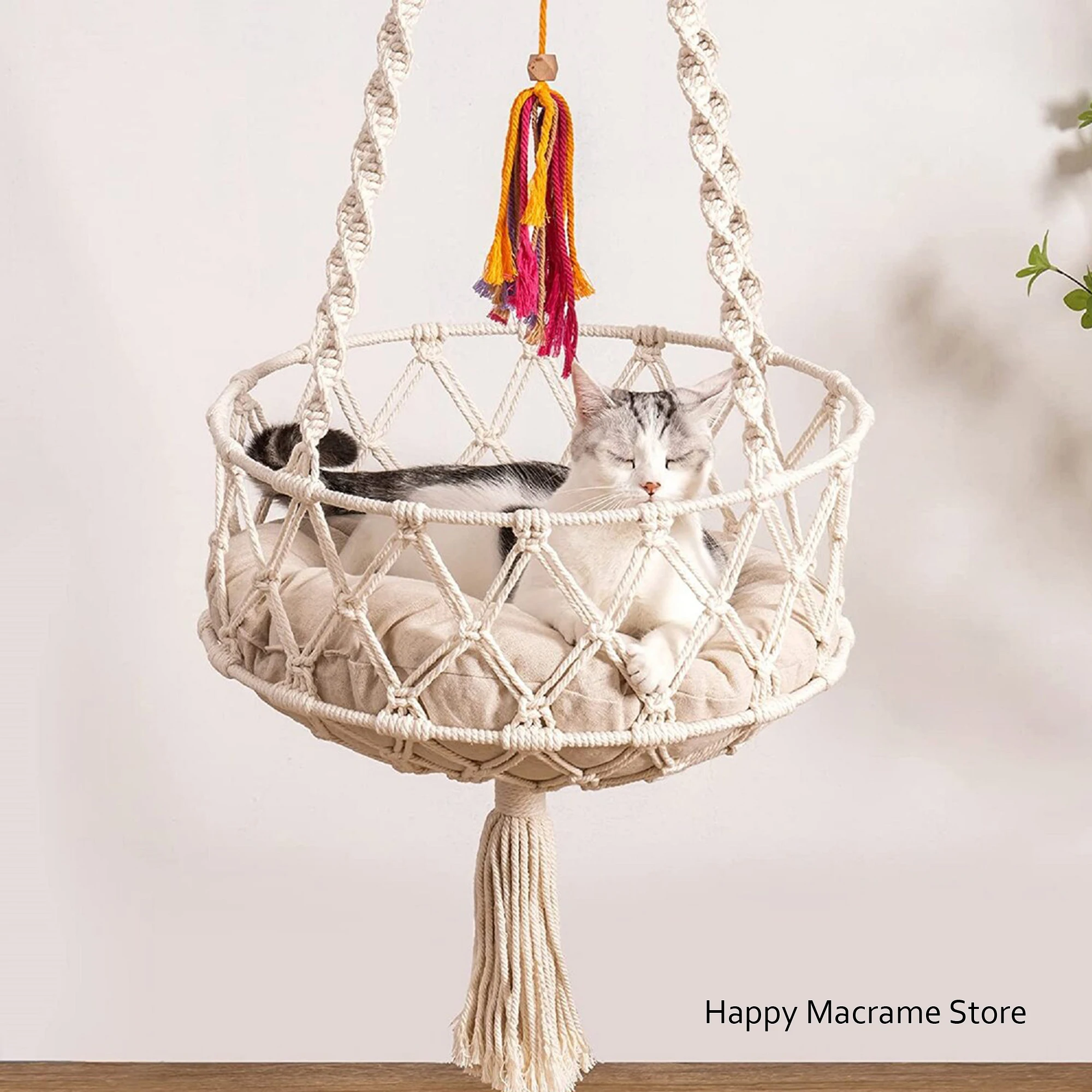 Macrame Cat Hammock Cat Bed Macrame Dog Bed Hanging Macrame Cat Swing Hanger Floating Cat hammock Tree condo On Wall Ceiling