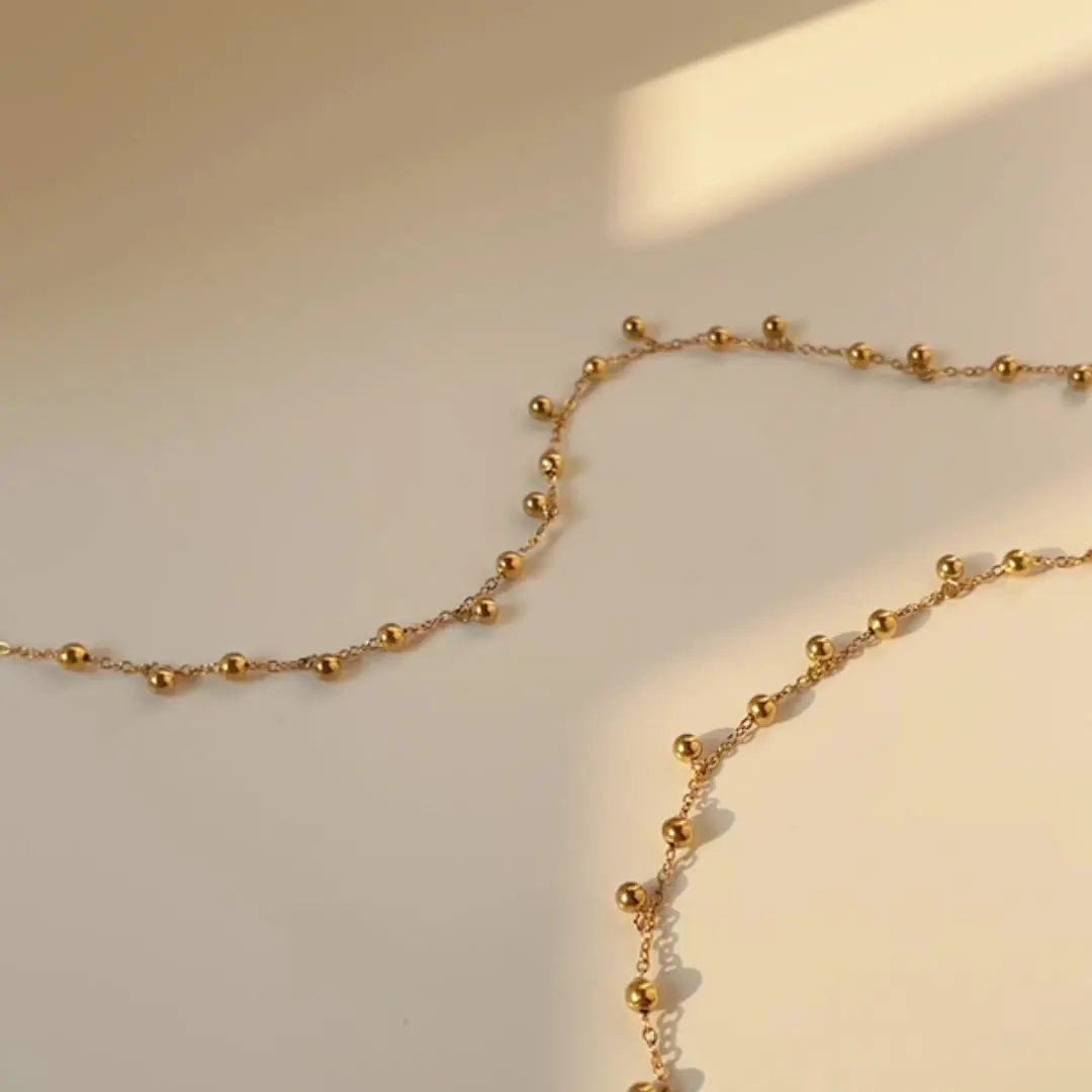 Fashionable Simple Metal Ball Ankle Chain Stainless Steel Anti Allergic Jewelry