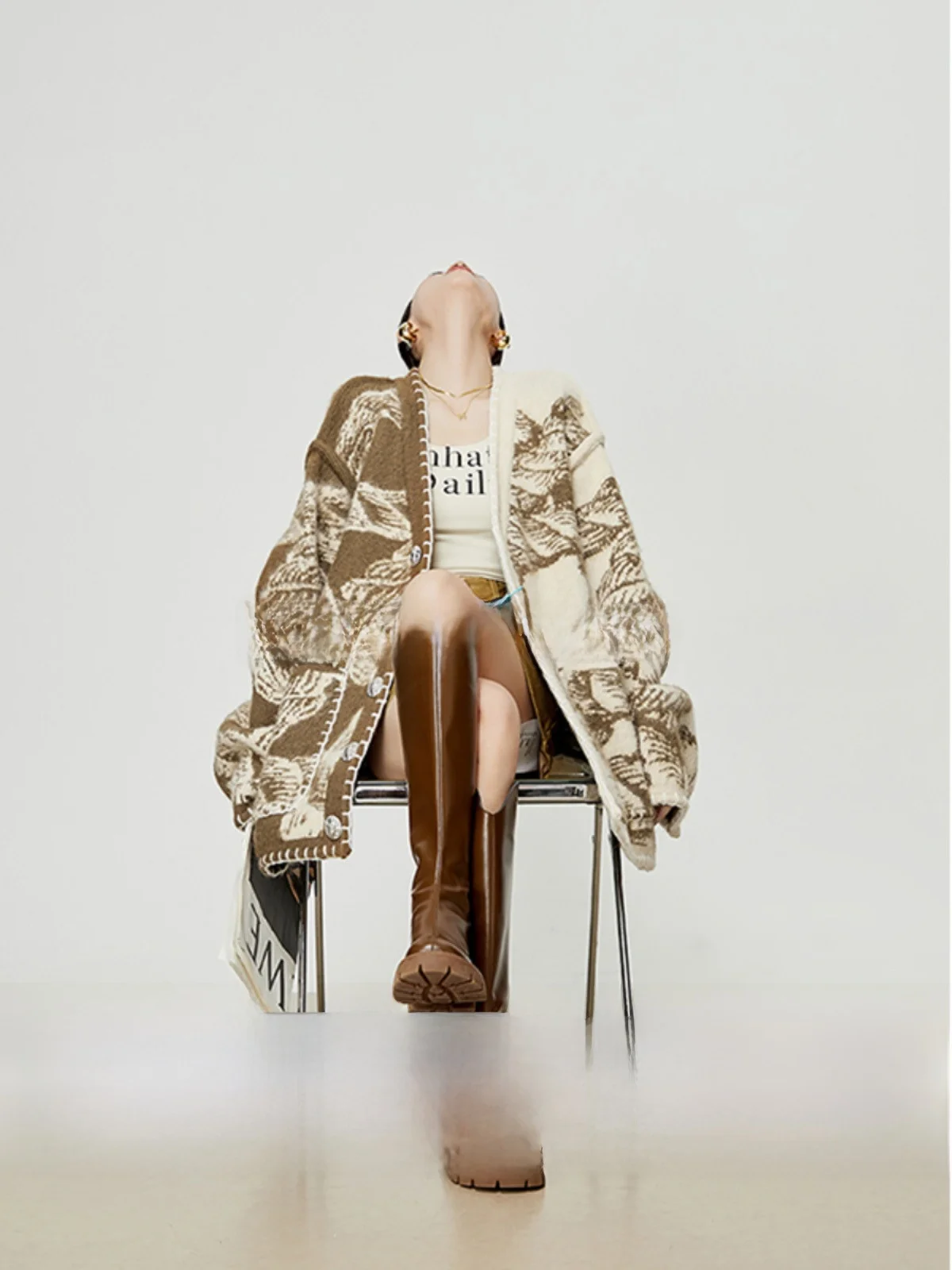 

Мягкий длинный вязаный свитер, кардиган, женский осенне-зимний топ Thi Camere Lazy Sle, верхняя одежда с v-образным вырезом на пуговицах, высокое качество