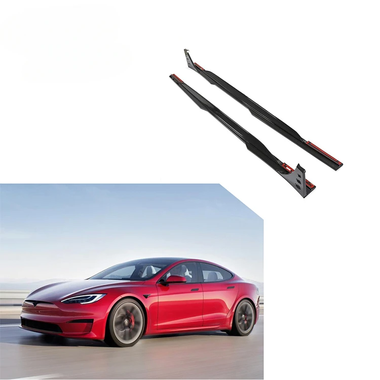 

Carbon Fiber Car Side Skirts Plates For Tesla Model S Plaid 2021-2023