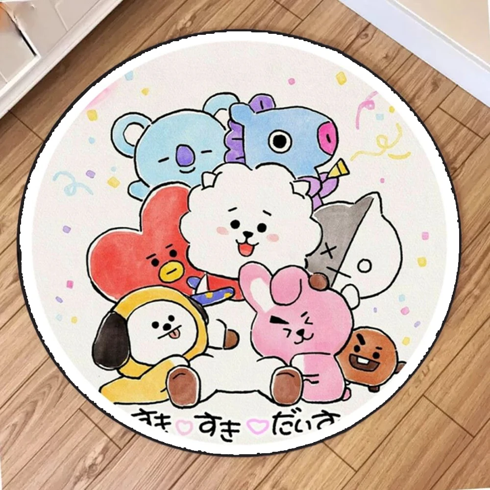 

MINISO cute cartoon animal round carpet modern popular Girl bedroom decoration carpet living room TV sofa anti-slip mat