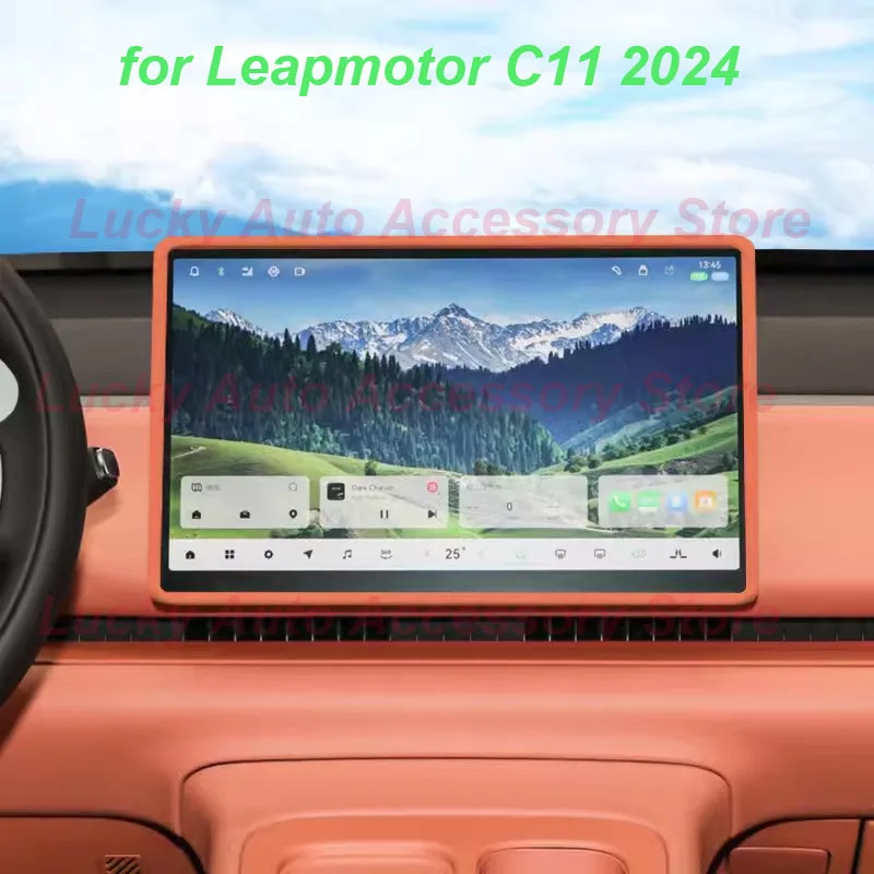 Car Screen Border Protective Frame for Leapmotor C11 2024 14.6 Inch Screen Silicone Trim Anti-Scratch Interior Accessories