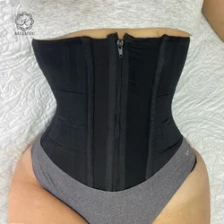 Double Compression Adjustable Zipper Body Sculpting Steel Bone Abdomen Belt Rubber Waist Belt Women's Wrap Waist Trainer Girdles