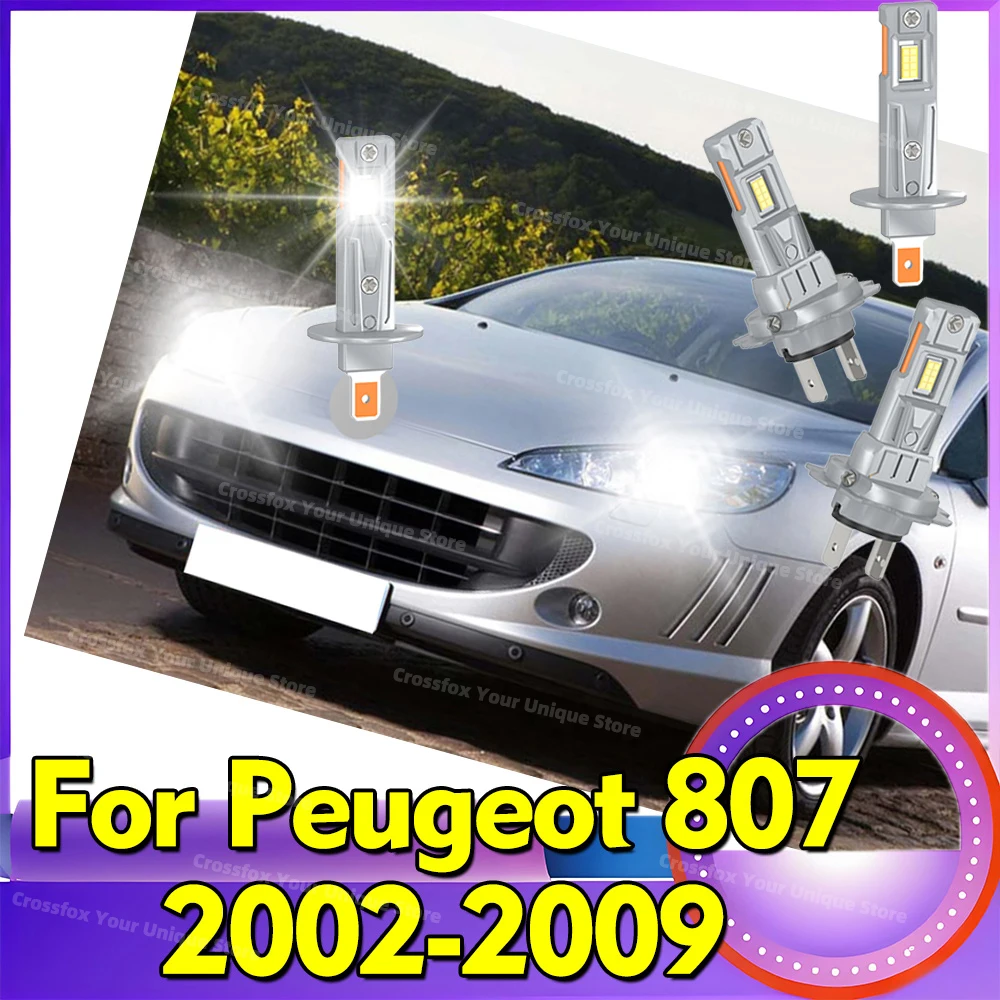 

Светодиодные лампы 2/4x High Low Beam 6000K для Peugeot 807 2002-2009 годов, автомобильные фары 30000LM, 12V