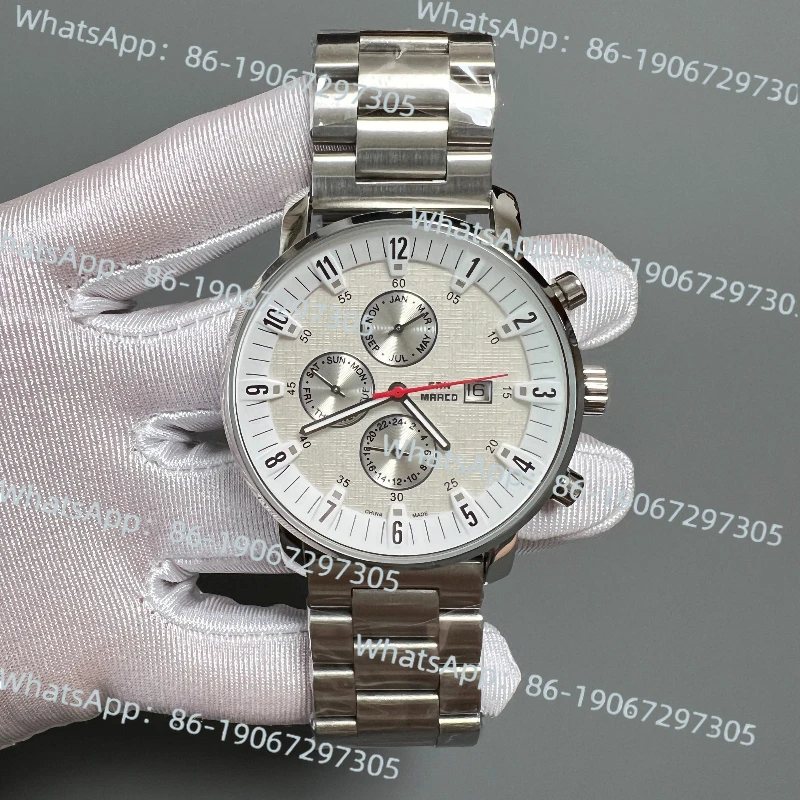 

Fashion style three eye high-end stainless steel business sports waterproof quartz men's watch