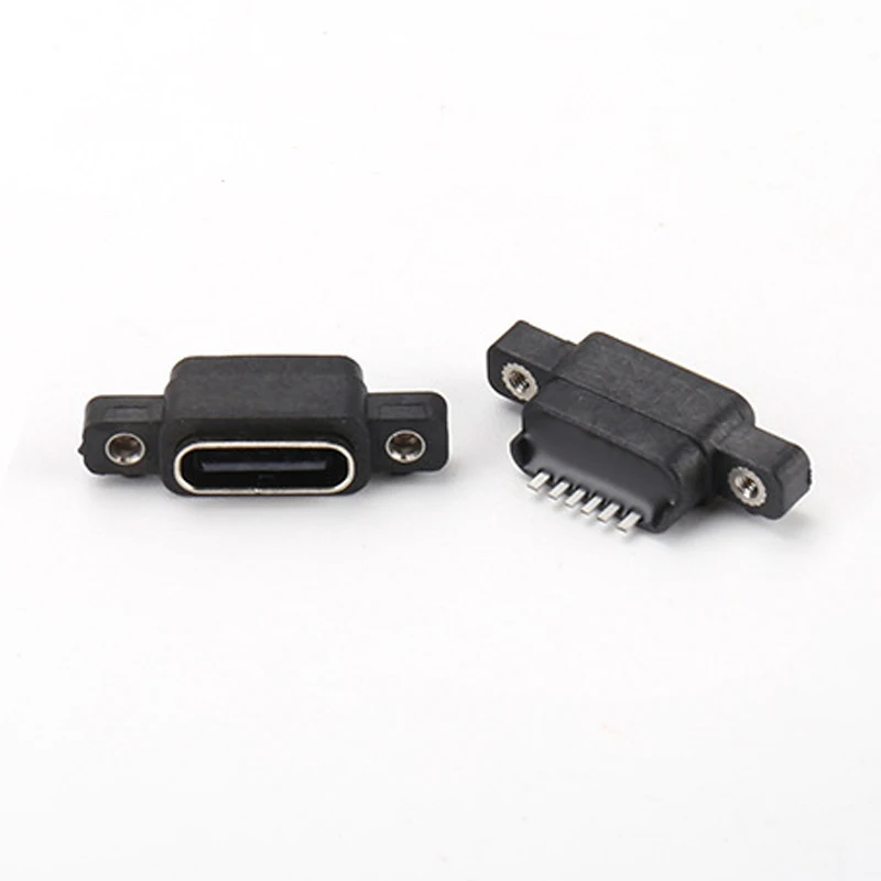 

1/5/10PCS USB 3.1 Type-C 6Pin Female SMD DIP Connector With Screw Hole For DIY PCB Design High Current Fast Charging Jack