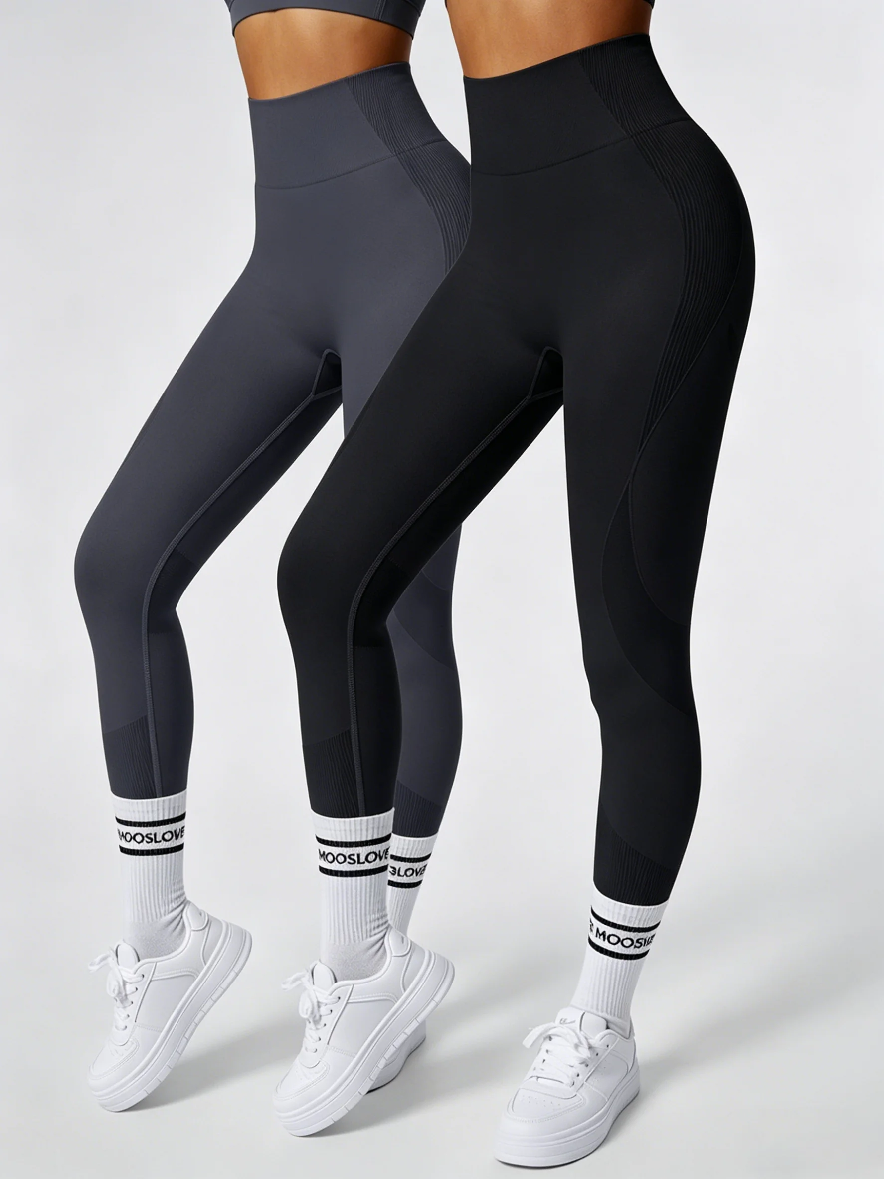2 Pack Women's High Waist Leggings Butt Lifting Seamless Solid Yoga Leggings Elastic And Breathable Fitness Sports Pants Female