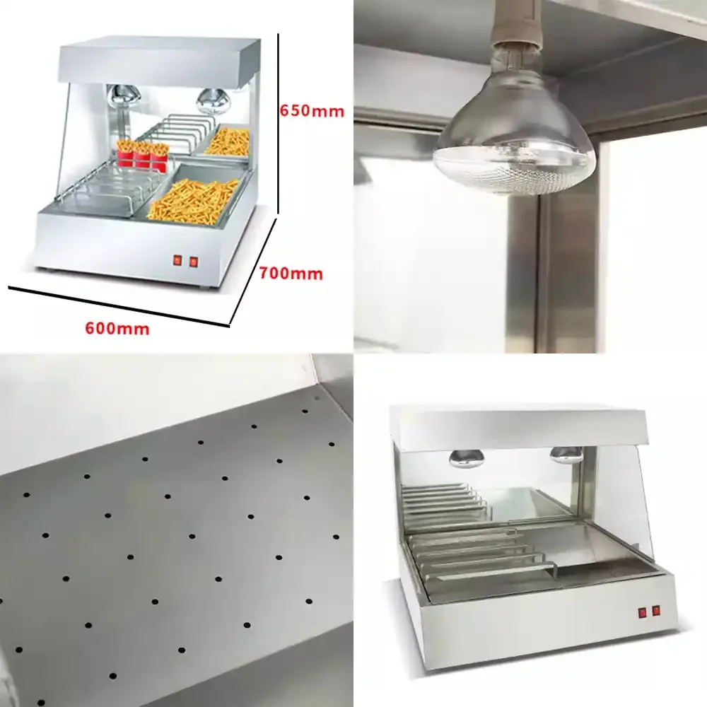 

Stainless Steel French Fry Workstation Corn Chips & French Fries Insulated Display Cabinet
