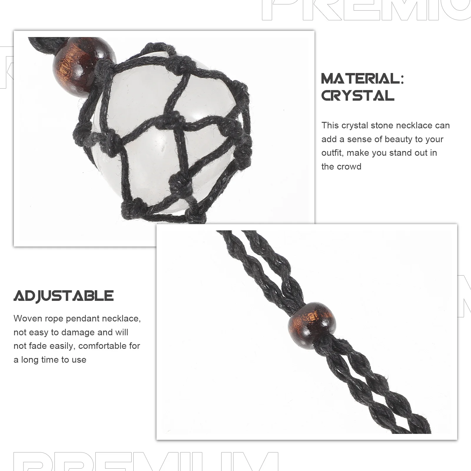 

Crystal Stone Pendant Necklace Adjustable Rope Long Necklace for Women Men Simple Jewelry Necklaces for Women Long Necklaces