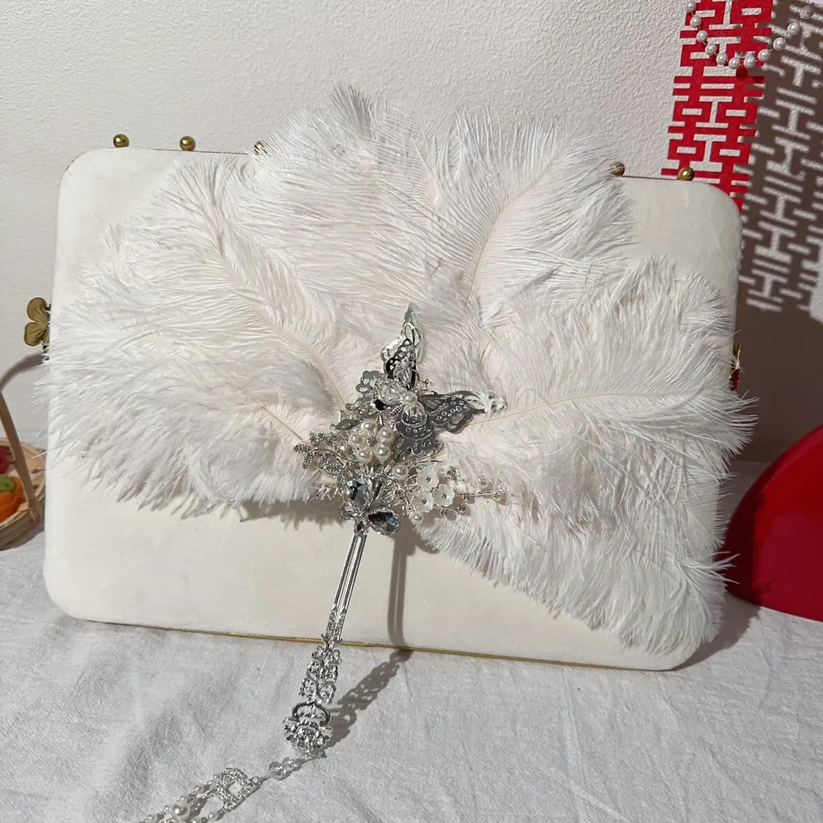 For Dance cheongsam catwalk folding fan retro nostalgic fan photography shooting feather fan