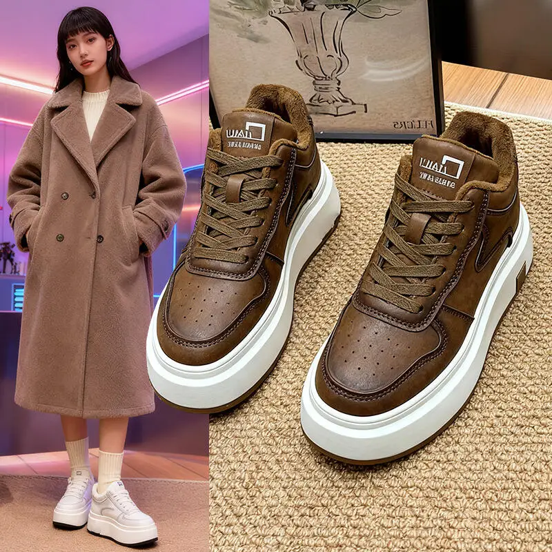 Zapatillas de deporte con plataforma para mujer, zapatos informales con cordones, diseño de suela gruesa a la moda, cómodos y transpirables, para caminar al aire libre, 2025