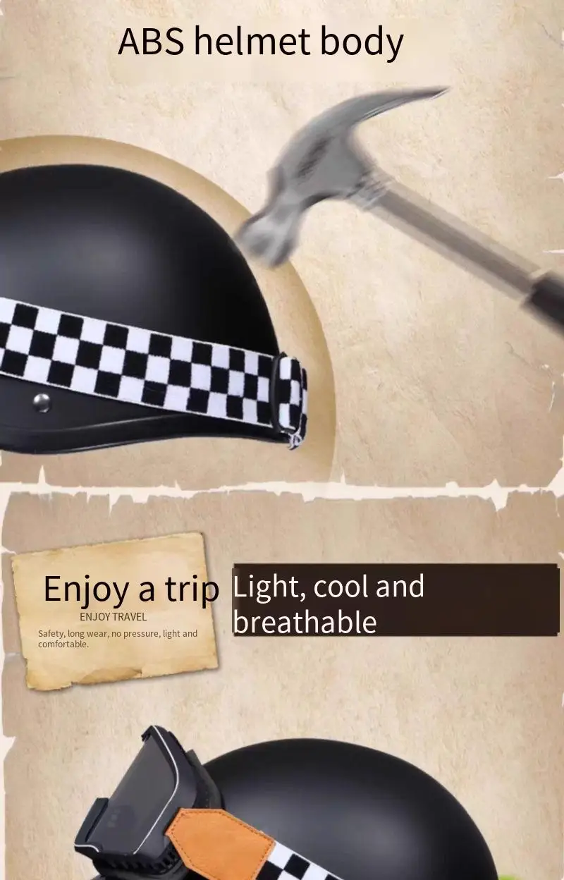 Unisex Retro Motorcycle Helmet Half Helmet Electric Vehicle Cruising Riding 3C Certified High Aesthetic Popular Summer