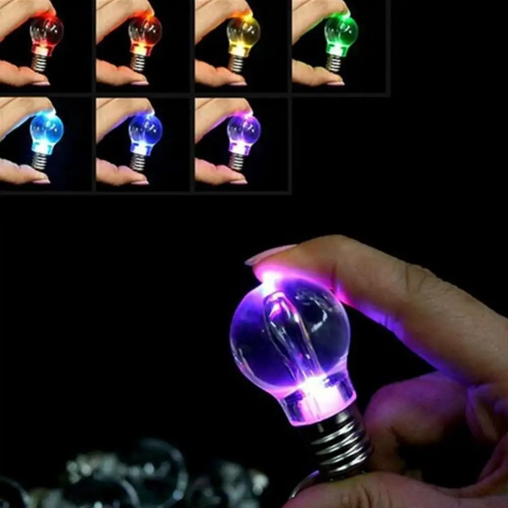 Mini Color Changing LED Flashlight Light Bulb Lamp Key Ring Keychain Xmas Gift Keyring Bag Pendant Key Holder Gift