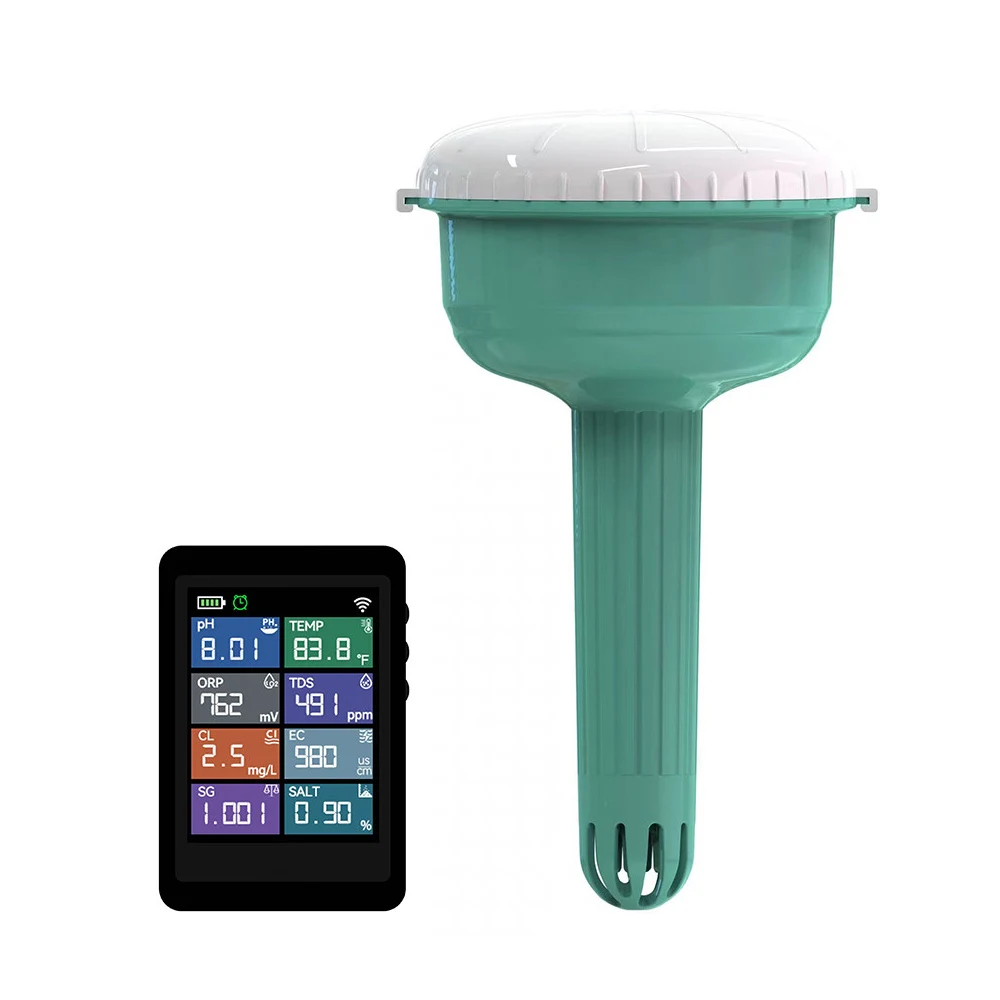 Chlorin Meter Smart Online Pool Water Detector 7 in 1 PH Chlorine EC TDS Salt ORP TEMP Tester Tuya WiFi Floating Water Monitor
