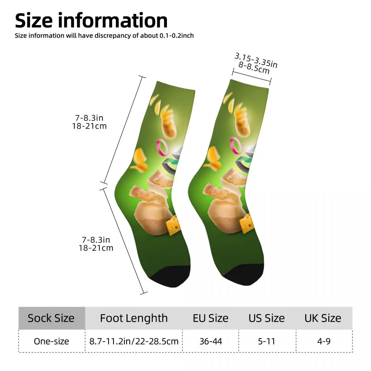 Pringles Chip Stockings Pattern Fashion Socks Winter Anti Slip Socks Men Climbing Breathable Socks