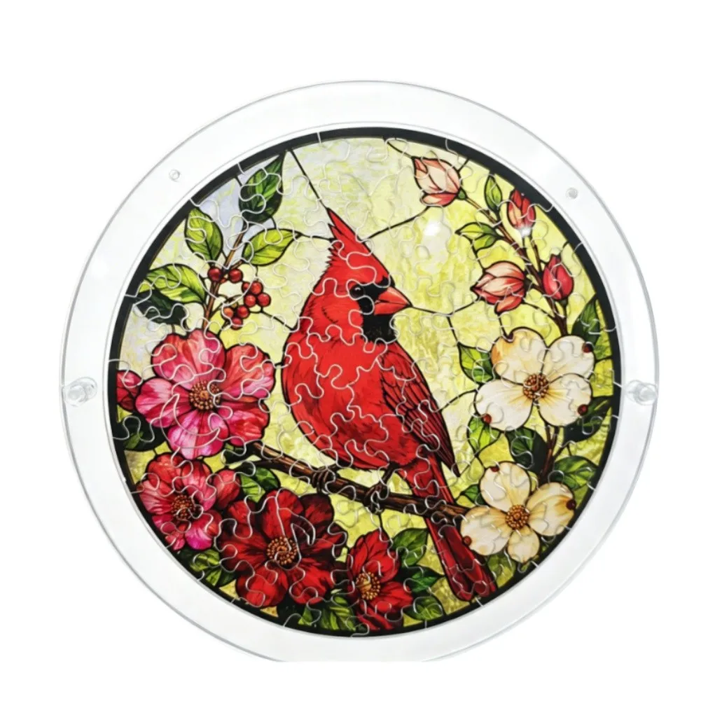 ibrant 20cm painted puzzle For window decoration for home use diamond pattern stained glass style pendant with embossed