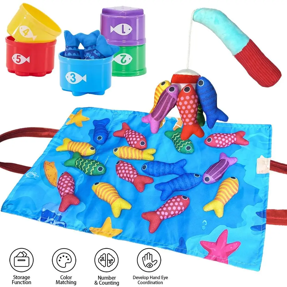 Jouets Montessori 10 en 1 pour tout-petits, comptage des nombres, tri des couleurs, apprentissage des formes, cadeaux de saint-valentin, jeu de pêche en tissu