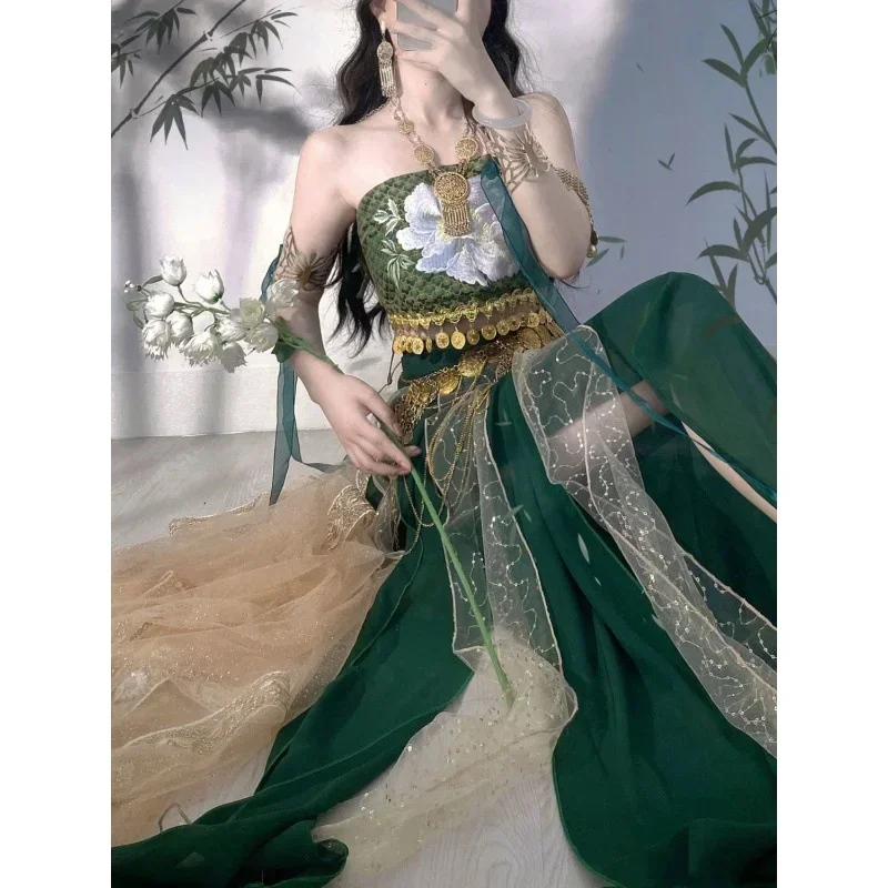 Dunhuang Hanfu Cos Dancer Improved Skirt Dance Dress Chinoiserie Desert Women Chinese Tranditional Princess Performance Costume