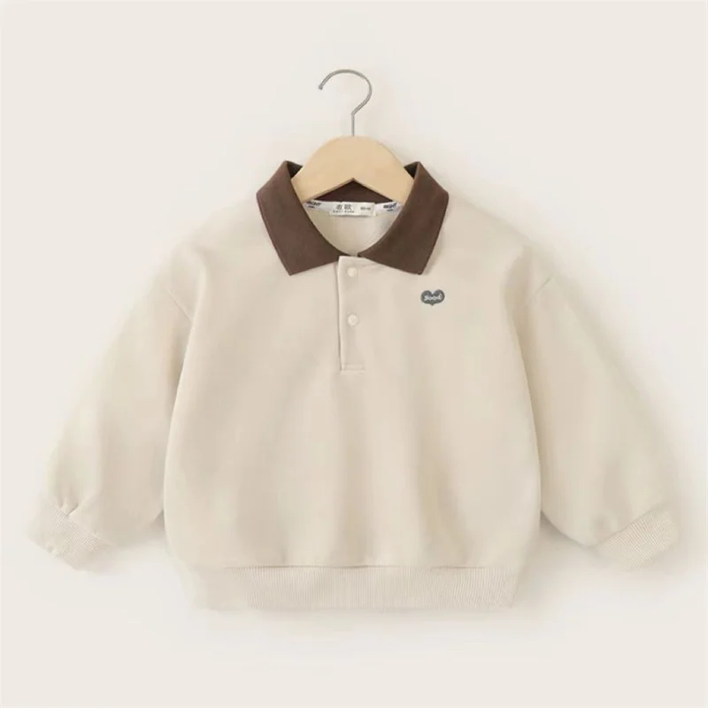 Jungen Pullover Kinder Polo Kragen Pullover Frühling Herbst Neue Kinder Teenager Langarm Brief Mantel Baby Casual Pullover 2-8 Jahre – Detail 6