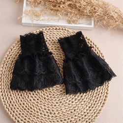 Steampunk Hand Sleeve Ruffled Women's Detachable Cuffs With Pearl Lace Mesh Short Hand Sleeve Gloves Decorative Accessories