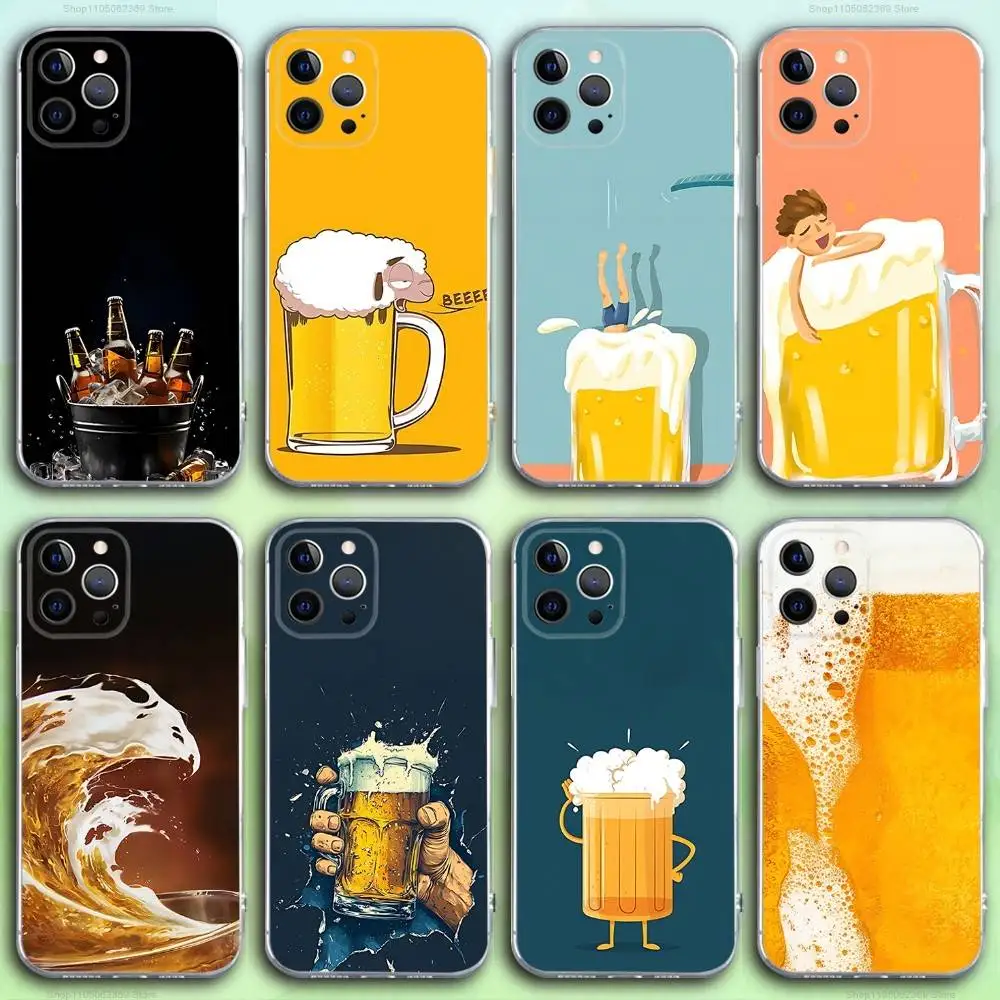 

Alcohol Art Beer Phone Case For iPhone 17,16,15,14,13,12,11 Pro,Max,Plus,X,XS,XR,SE4,E Mini Transparent Soft Cover