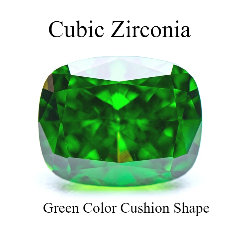 

Cubic Zirconia Green Color Cushion Shape Synthetic Gemstone 5A Grade 4k Crushed Ice Cut Lab CZ Stones For Charms Women Jewelry