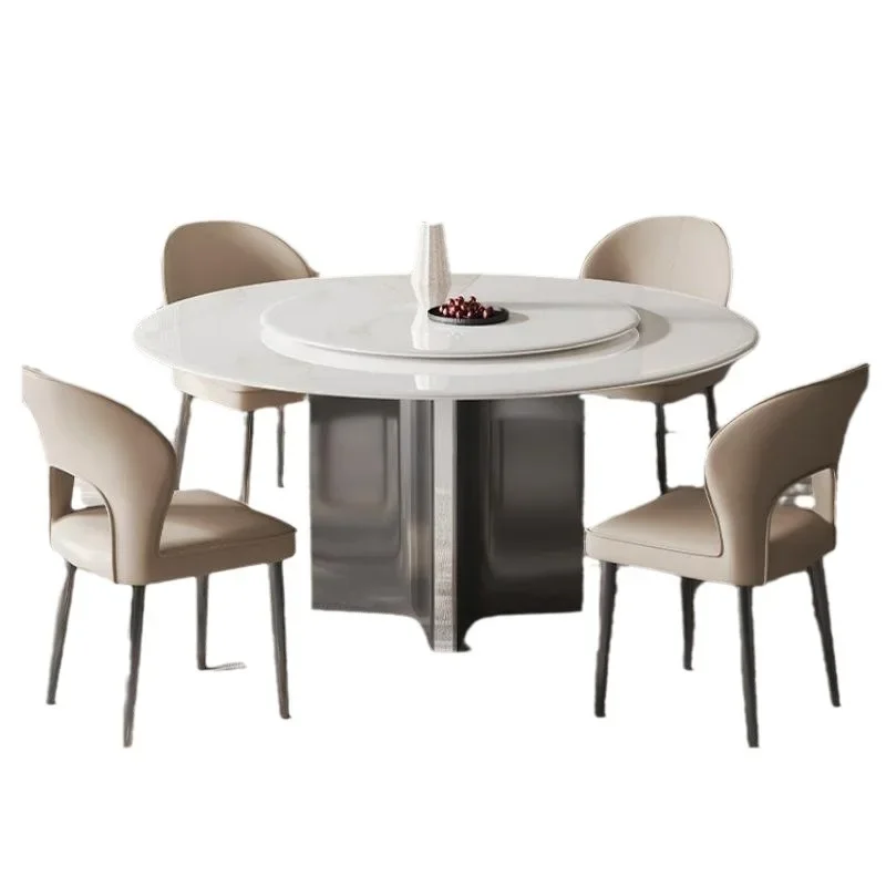 Advanced Italian rock slab rotating round table household