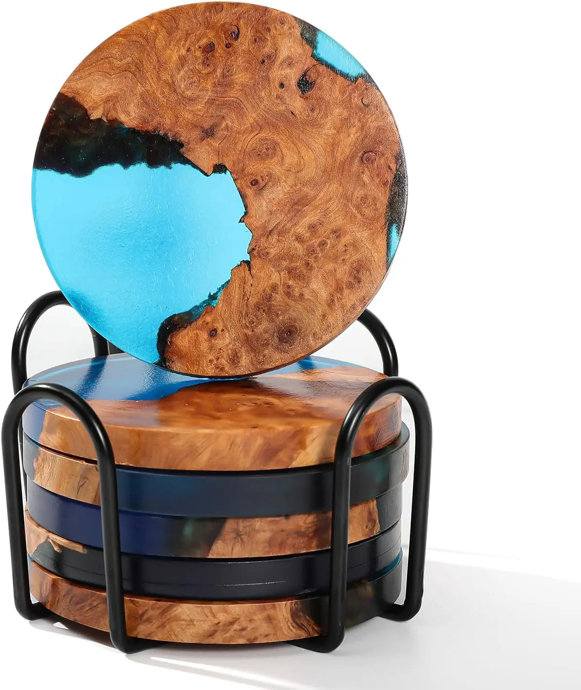 

Набор подставок для напитков, деревянные подставки, подставки из смолы для журнального столика, настольные декоративные произведения искусства, уникальные, ручная работа и эстетика