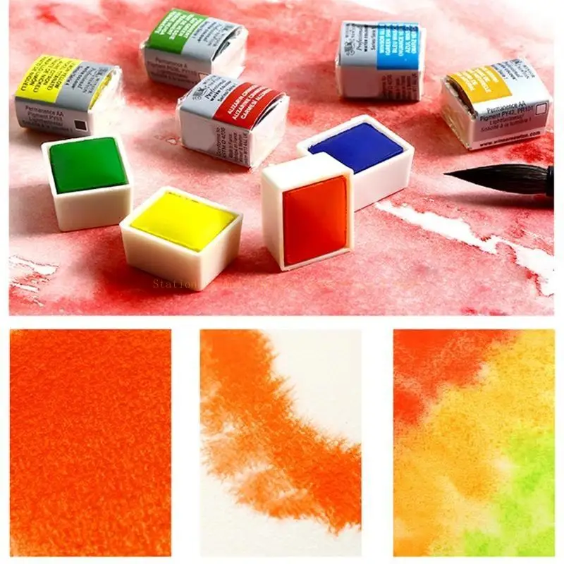

Artist Solid Watercolor Paint with Foldable Palette Lid Outdoor Drawing Supplies