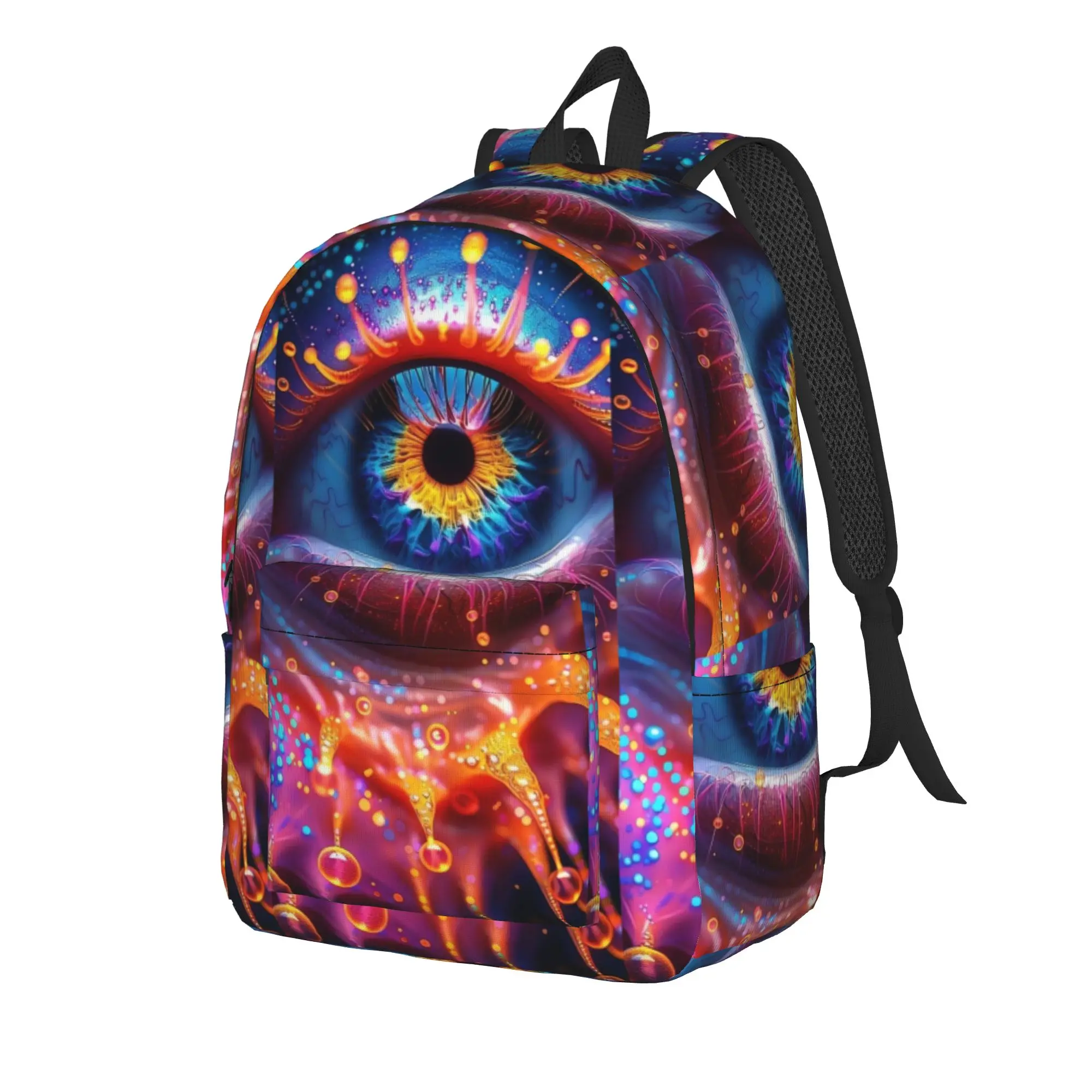 Psychedelic Glowing Giant‑eye Horror Art Backpack  Cycling Backpacks Boy Girl Casual School Bags Design Print Rucksack