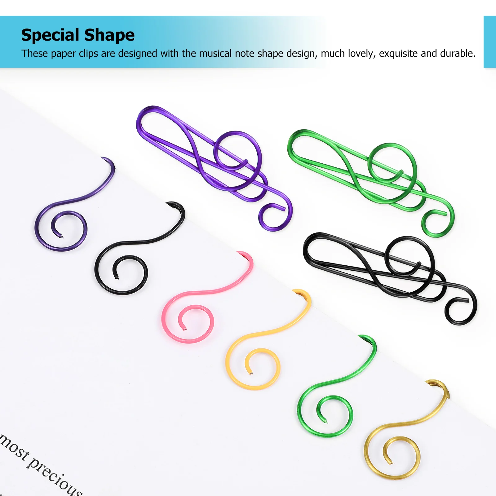 

100Pcs Colorful Metal Musical Note Paperclips Exquisite Design Clips for Office School Supplies Unique Gift Option