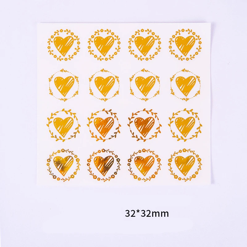 Bronzing Gold RED Heart Envelope Sticker Christmas Greeting Card Sealing Label Wedding Party Invitation Card Gift Decor