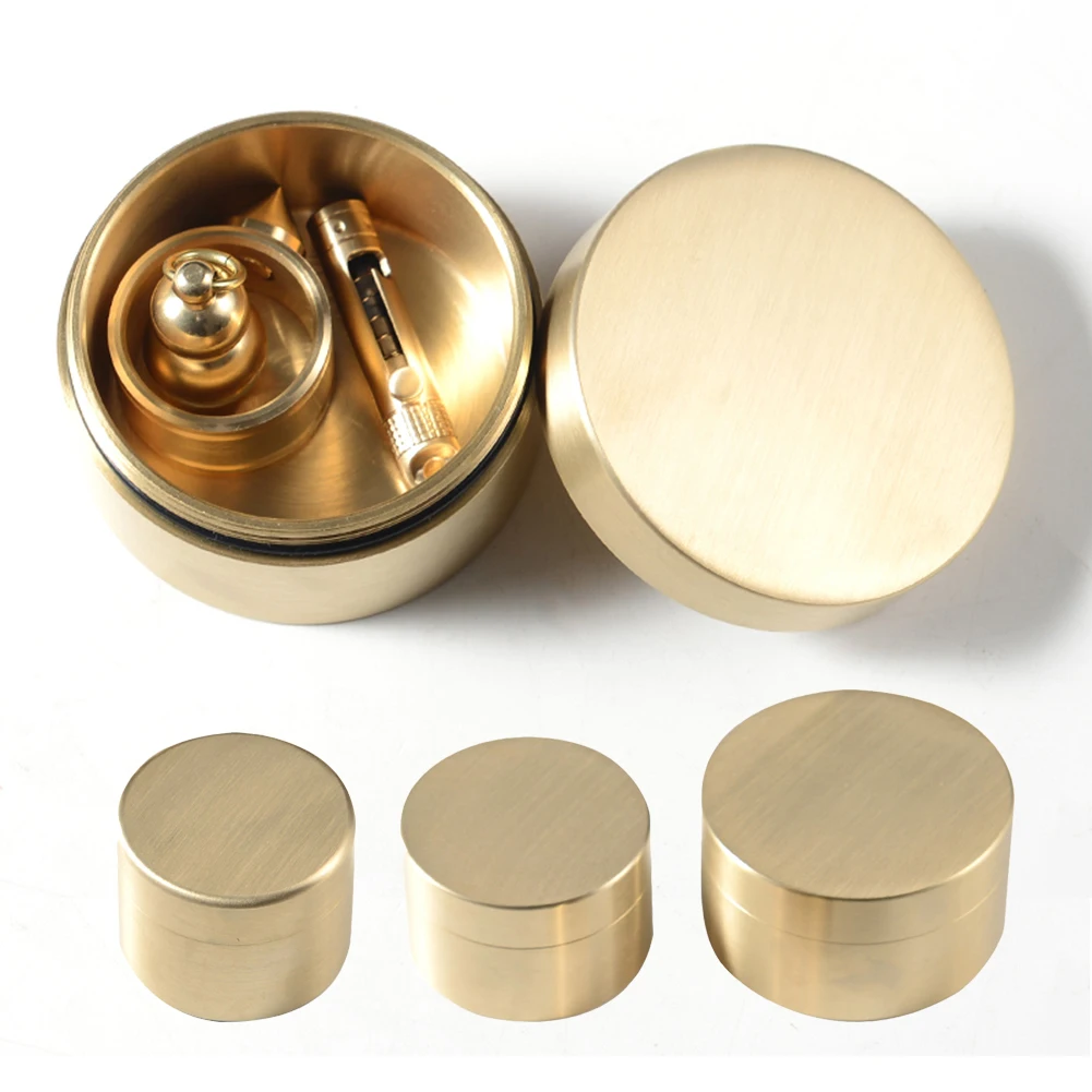 Shockproof Sealed Waterproof Brass Box Pill Container Nuts Candy Dustproof Moisture-proof Space-saving Organizer