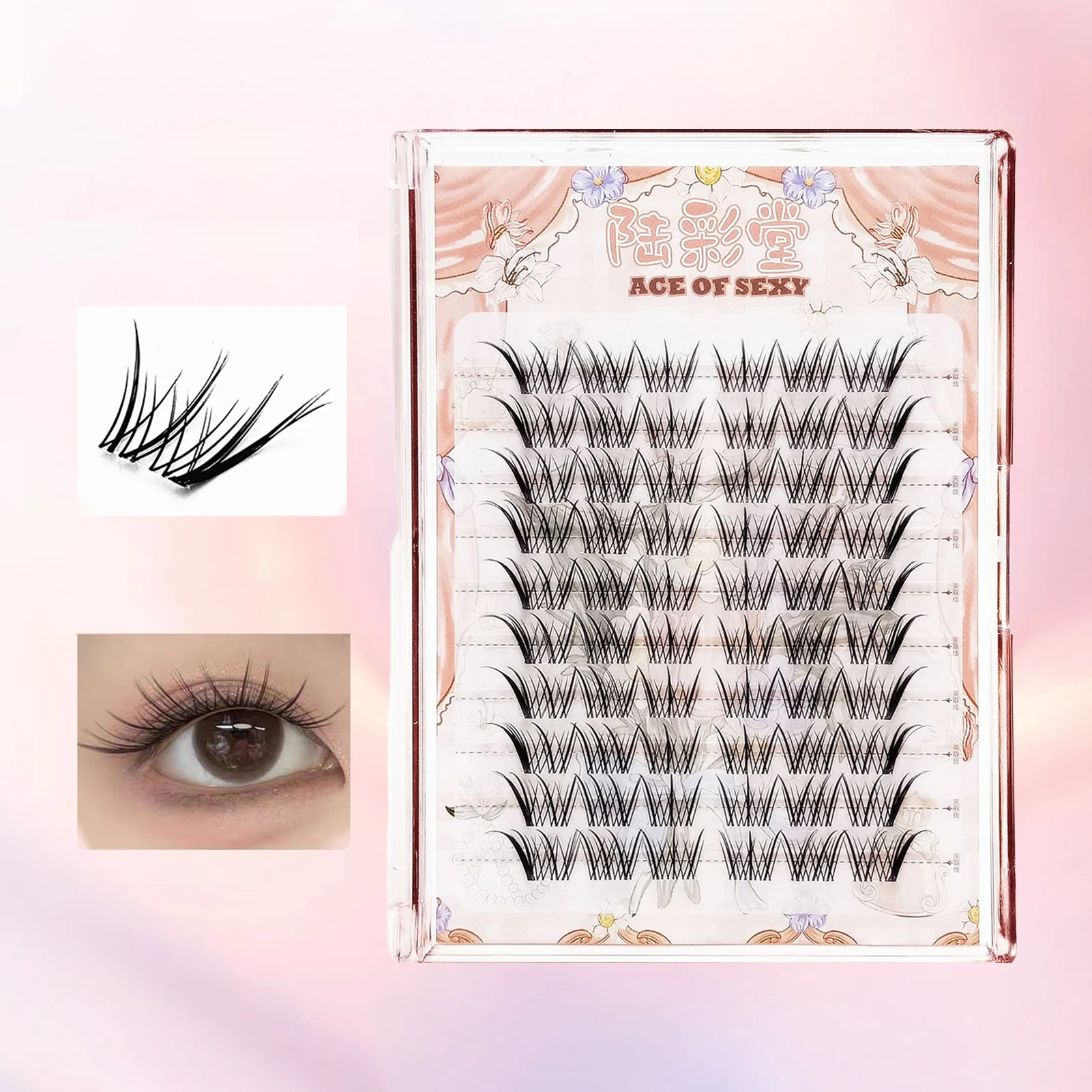 Sztuczne rzęsy Fox-eye Fairy, kocie oko, 10 par, naturalne, miękkie, pojedyncze kępki rzęs, dramatyczna objętość, przedłużanie rzęs, makijaż.