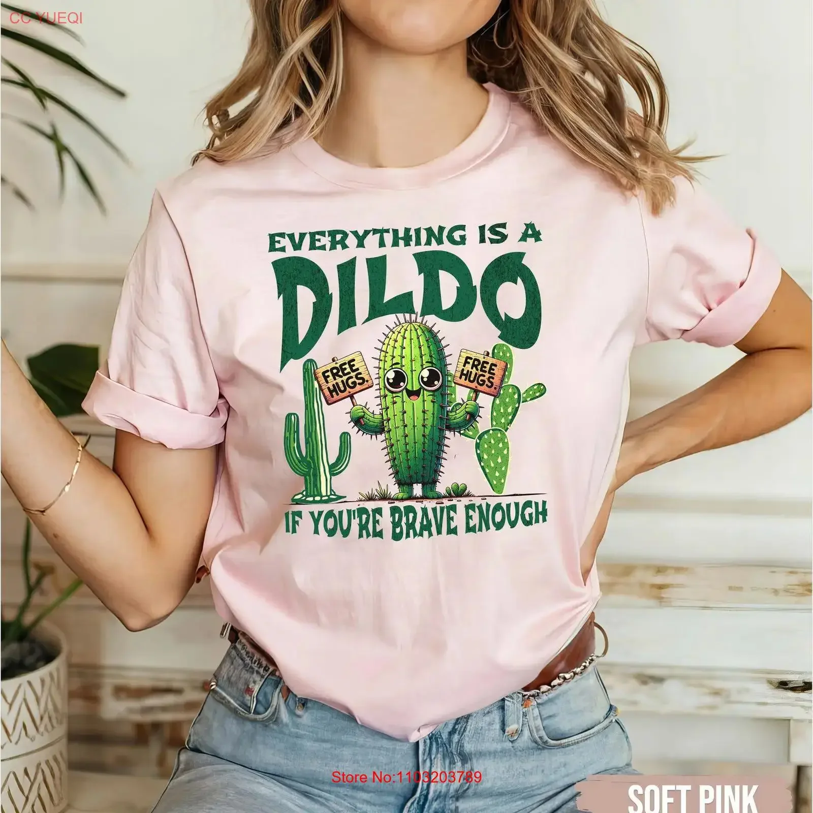 Todo es un coño si eres lo suficientemente valiente - Camiseta de cactus atrevida con humor audaz para adultos, divertida, para viajes de chicas, estilo vintage, suave.