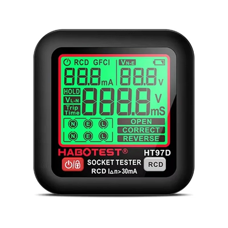 

N99R-HABOTEST-Digital-Socket-Tester-EU-Voltage-Test-Socket-Detector-Detector-With-Backlit-Screen-Leakage-Protection-Detection-EU
