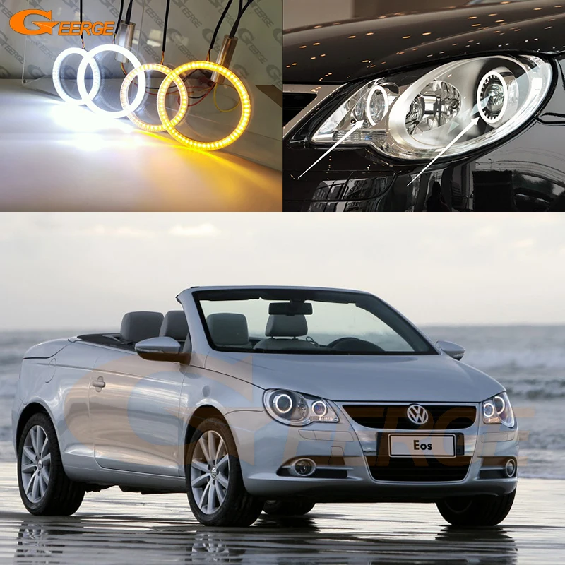 Para volkswagen vw eos 1f 2006 2007 2008 2009 2010 2011 ultra brilhante luz diurna sinal de volta smd led anjo olhos kit halo anéis