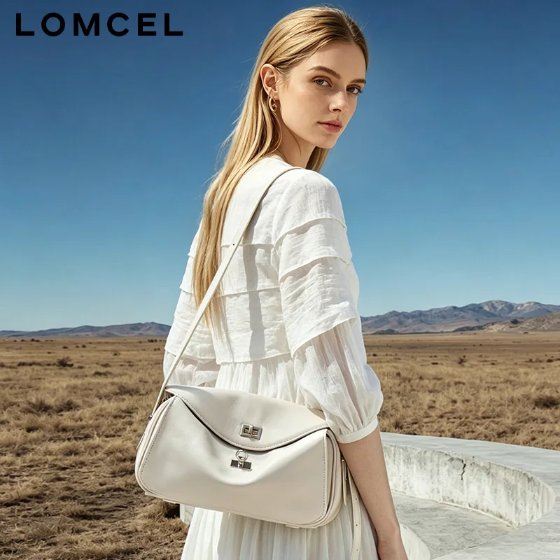 LOMCEL 605 Unconventional Design, Versatile Casual Bag Autumn New Model, Genuine Leather, Large Capacity, Messenger Bag, Handbag